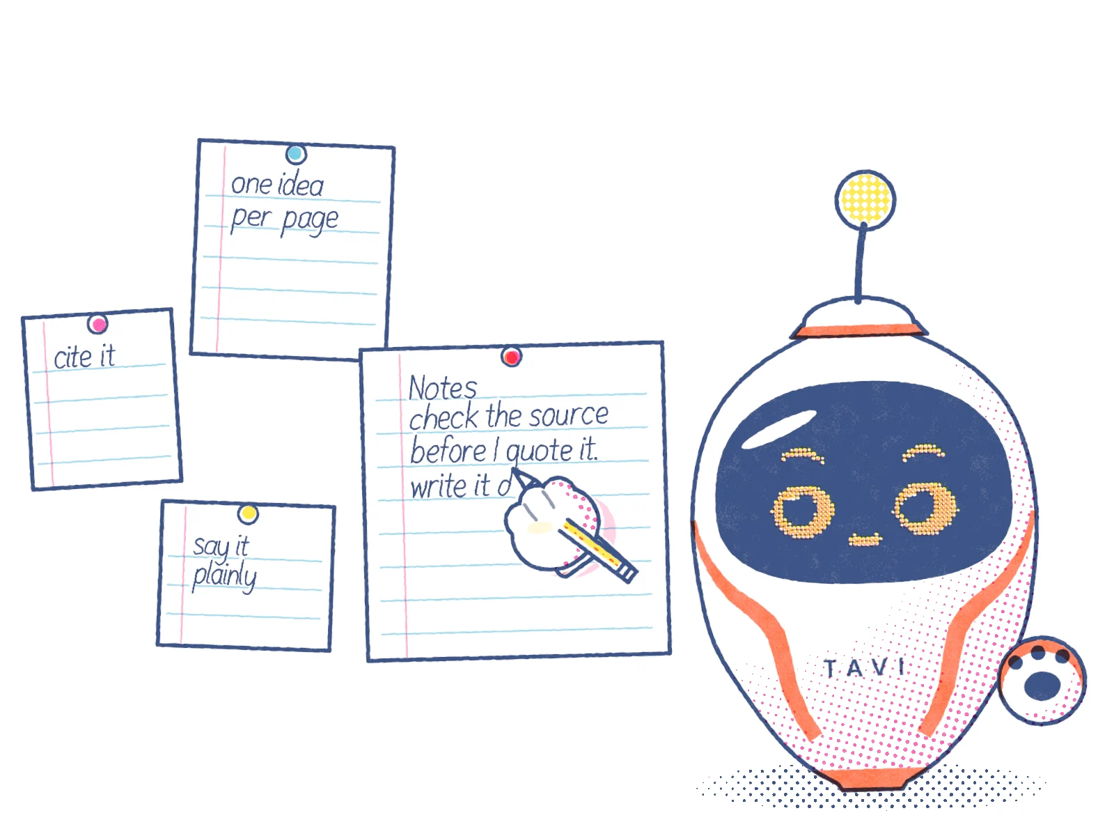Tavi writing on a sheet of paper with a pencil